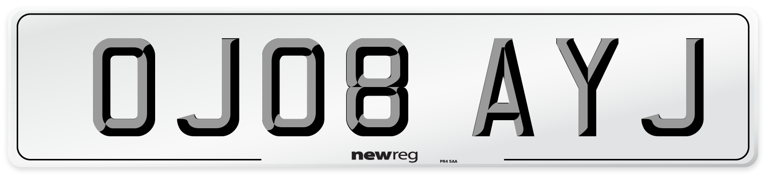 OJ08 AYJ Number Plate from New Reg